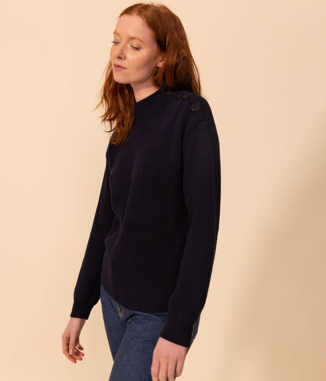 MAGLIONE DONNA IN COTONE A COSTA INGLESE A08A6 03 PETIT BATEAU 