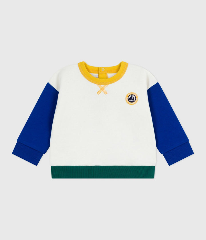 Felpa in cotone color block neonato A0EE3 01 PETIT BATEAU 