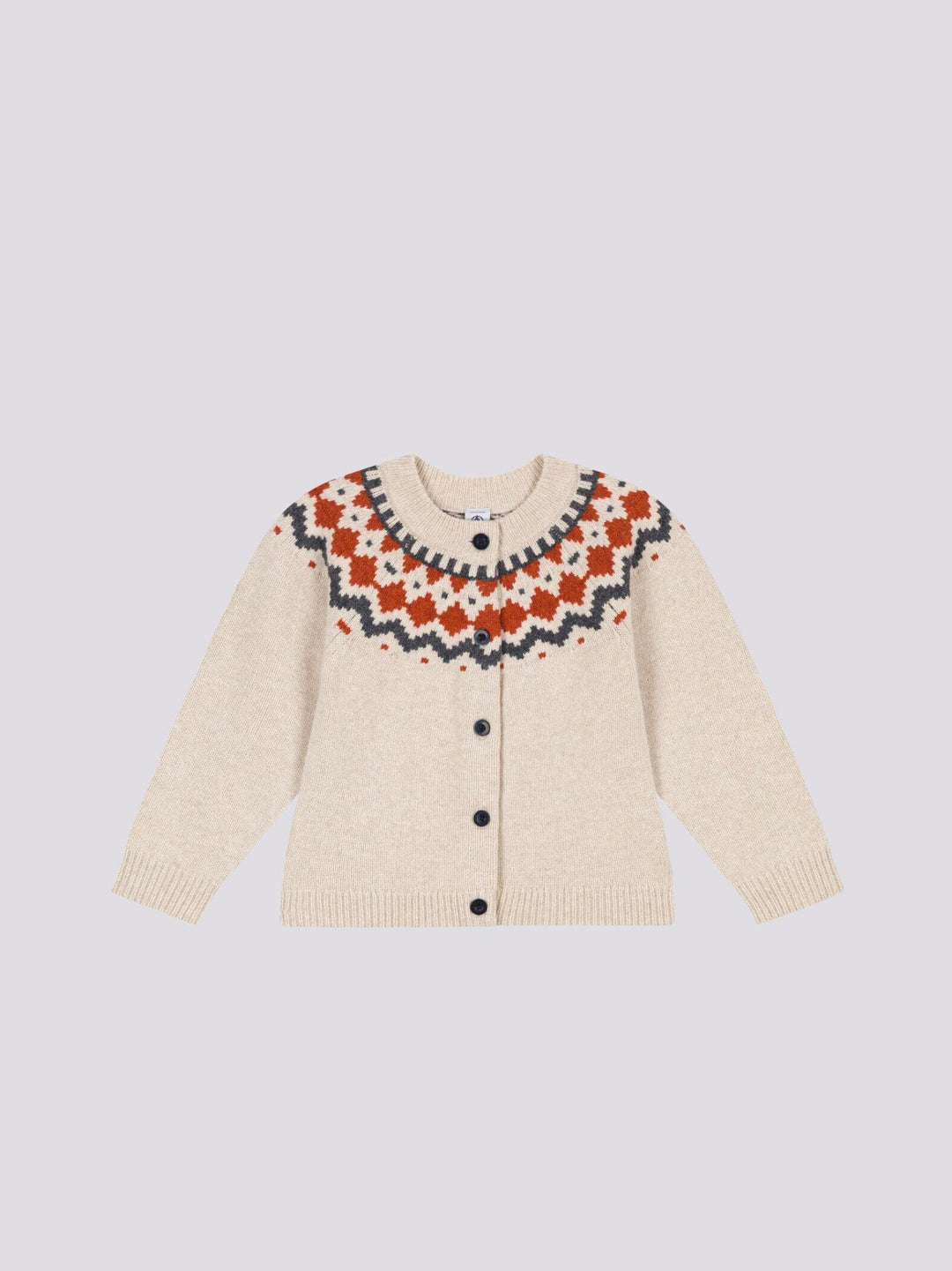 CARDIGAN JACQUARD LANA E COTONE BAMBINA A081P 01 PETIT BATEAU 
