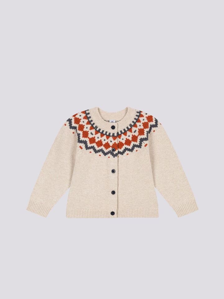 CARDIGAN JACQUARD LANA E COTONE BAMBINA A081P 01 PETIT BATEAU 