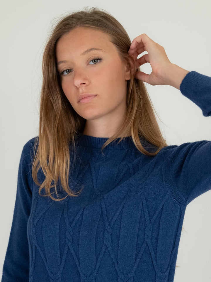 MAGLIA CON INTRECCIO BLU 0170/09 1073 BIMOR 