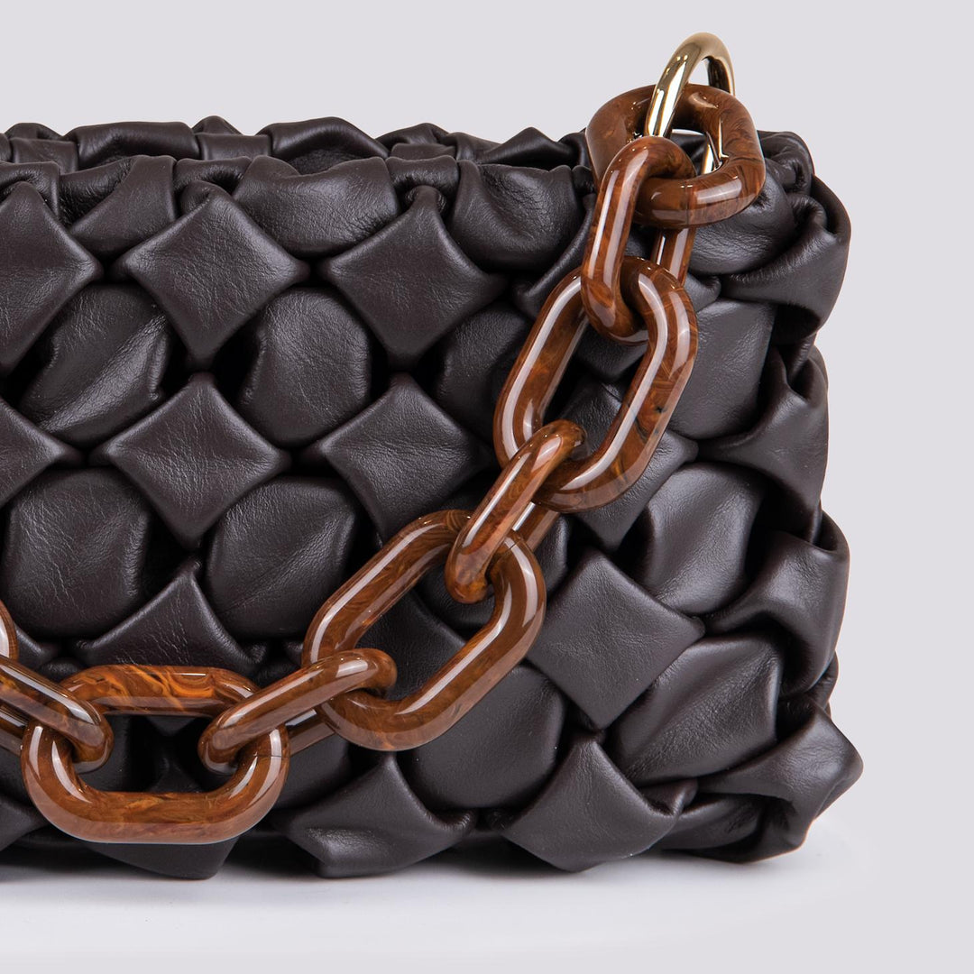 Borsa Curly In Pelle Intrecciata Testa moro CURLY T MORO BIMOR 