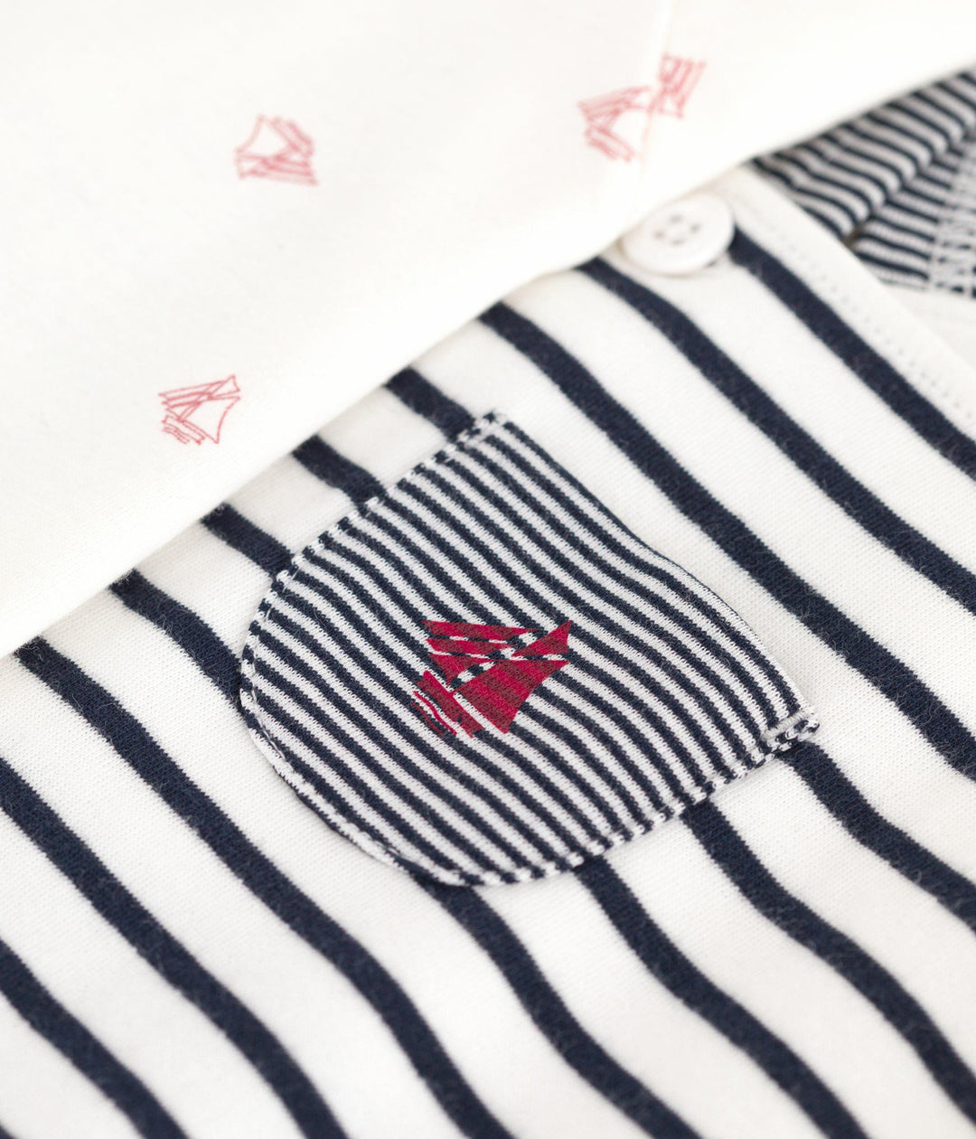 Set composto da salopette a righe marinière e body con stampa neonato A0ECT 01 PETIT BATEAU 