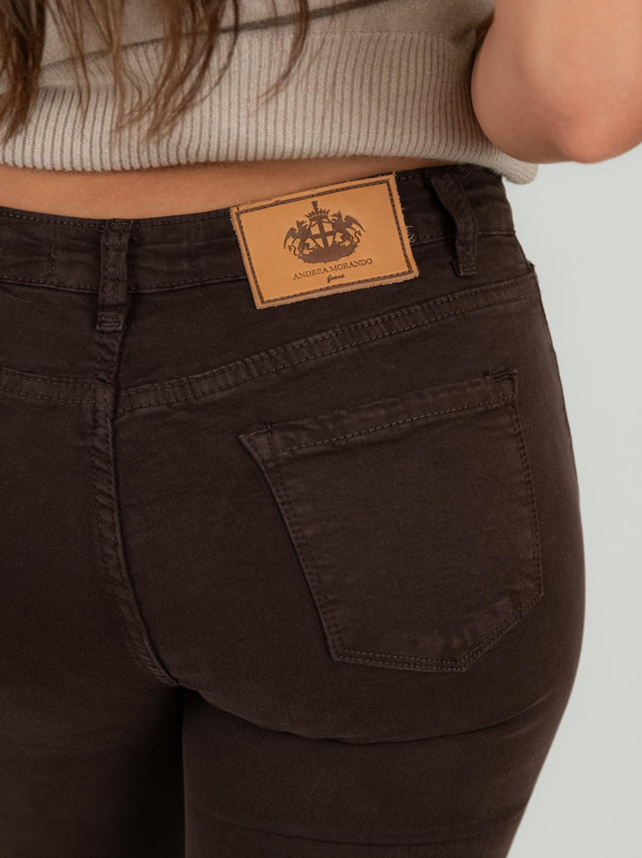 PANTALONE 5 TASCHE SFRANGIATO MARRONE 6826/26 MARRONE ANDREA MORANDO 