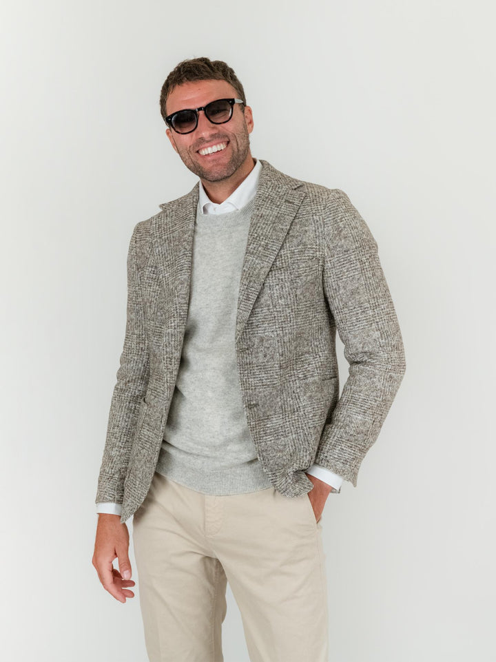 BLAZER MISTO LANA GALLES  GRIGIO MELANGE F2W4G005M 434 ANDREA MORANDO 
