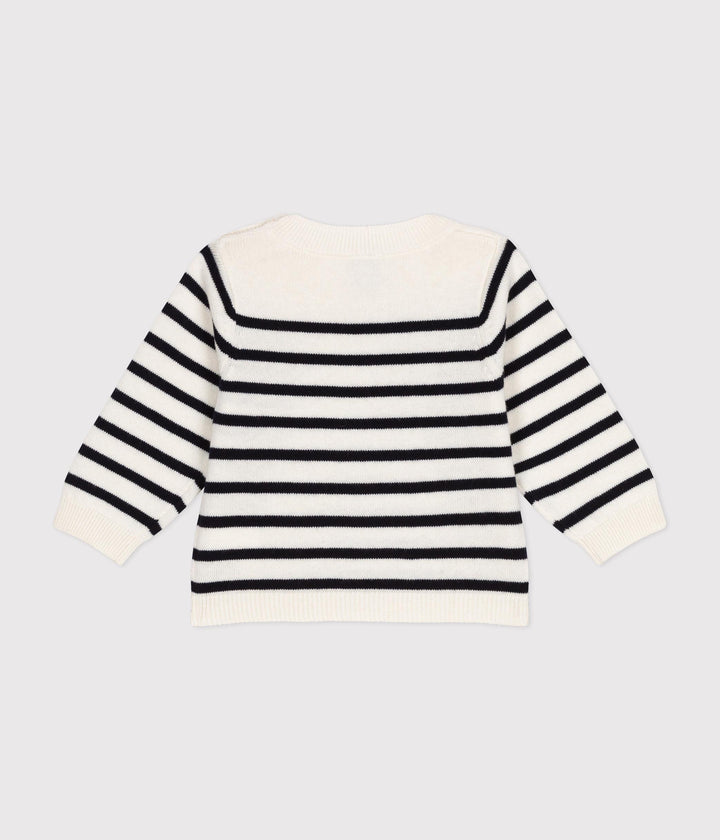 Pullover in maglia di lana e cotone a righe A0B3U 01 PETIT BATEAU 