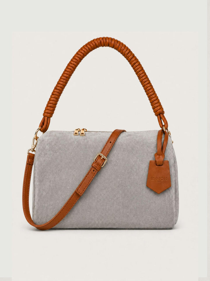 Borsa a spalla Cube in pelle scamosciata grigio perla CUBE GRIGIO PERLA BIMOR 