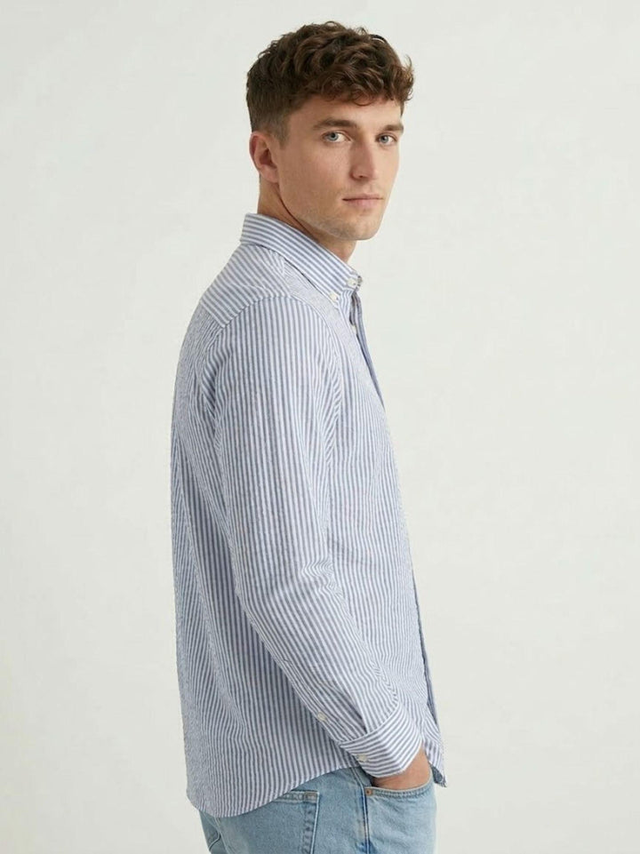 Camicia in cotone a righe bianche e azzurro chiaro BRAD/SEB16S38 02 BAGGIES 