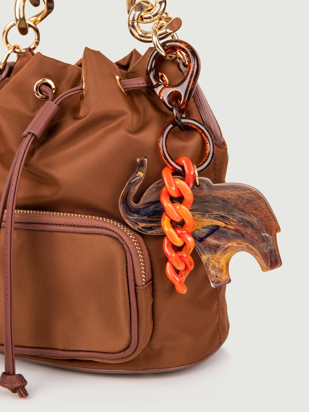 CHARM IN RESINA ELEFANTE MARRONE E CATENA CHARM ELEFANTE MARRONE BIMOR 