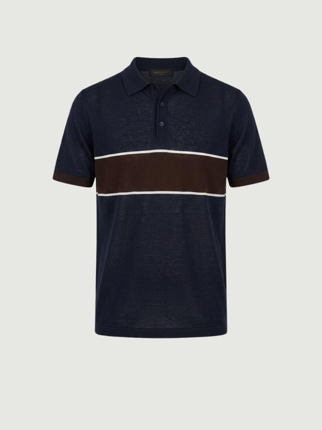 Polo in maglina navy con banda testa di moro 8-LY0014 7000 ANDREA MORANDO 