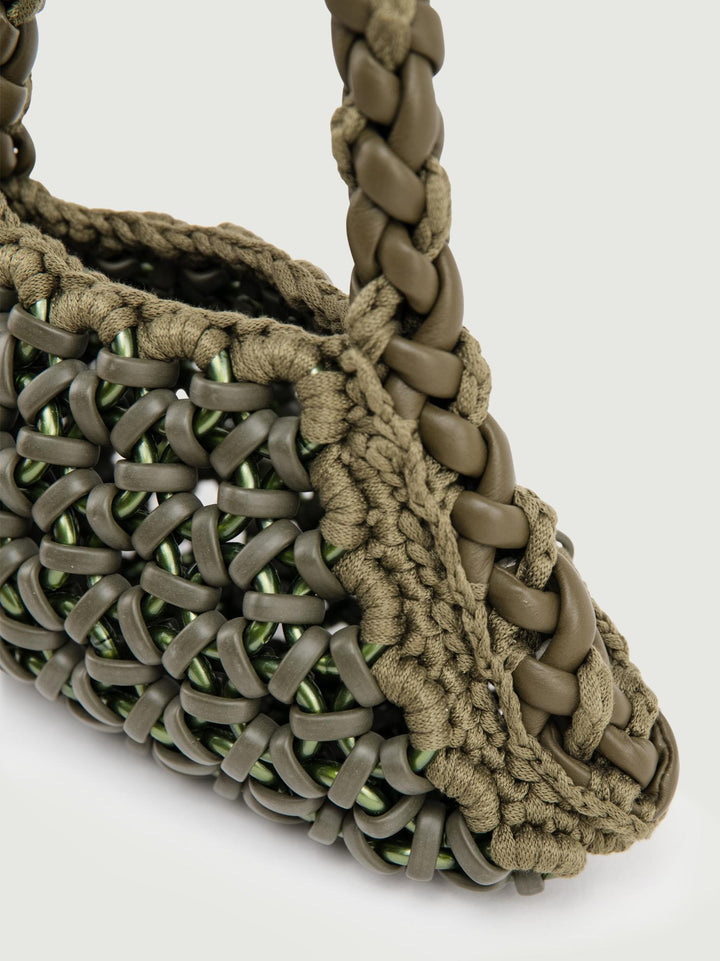BORSA CRUSH IN RESINA E PELLE VERDE MILITARE SMALL CRUSH VERDE MILITARE BIMOR 