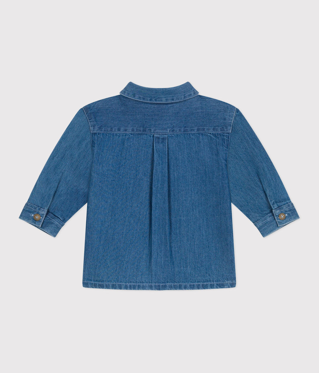 Camicia neonato in denim tinta unita A0CKS 01 PETIT BATEAU 