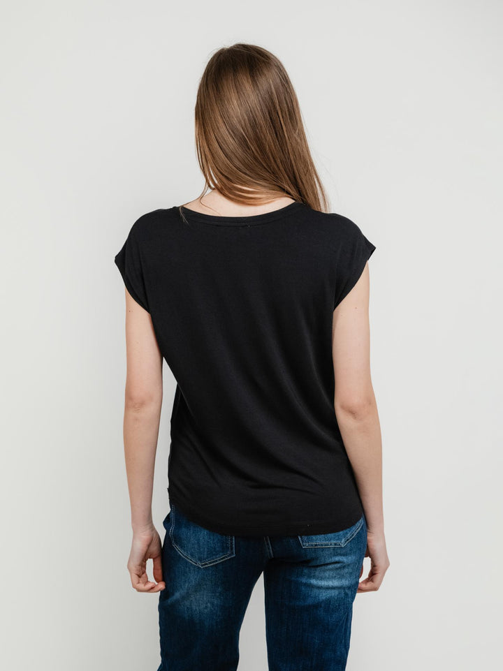 T-SHIRT SCOLLO V NERA 515LICA013 NERO ANDREA MORANDO 