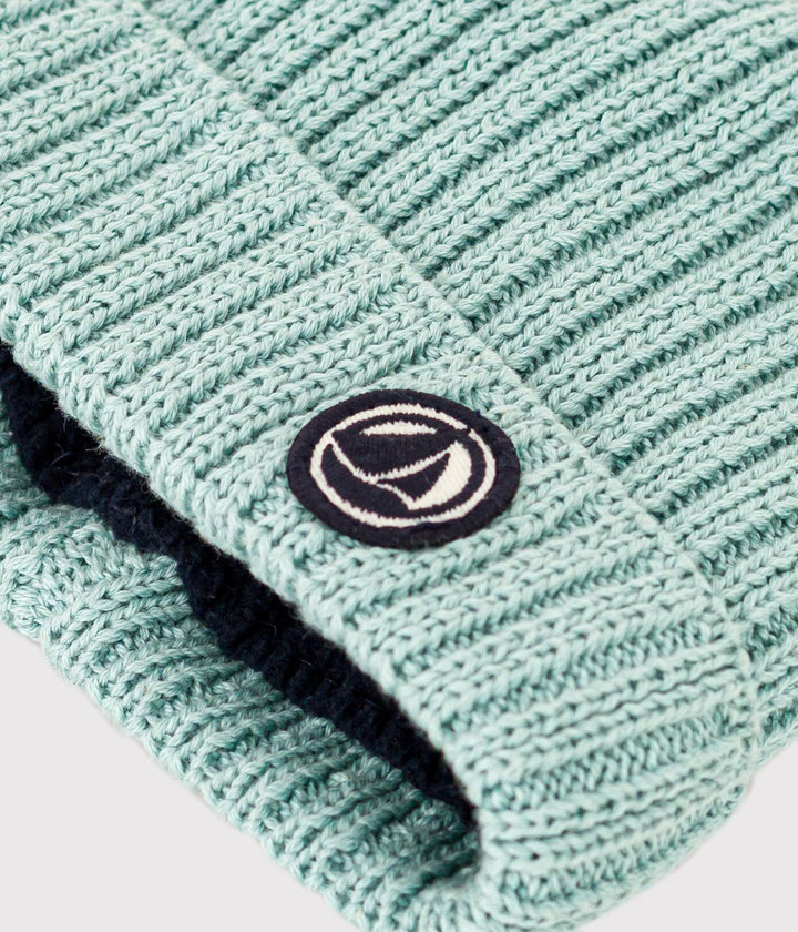 BERRETTO VERDE IN MAGLIA FODERATO IN PILE A08BN 05 PETIT BATEAU 