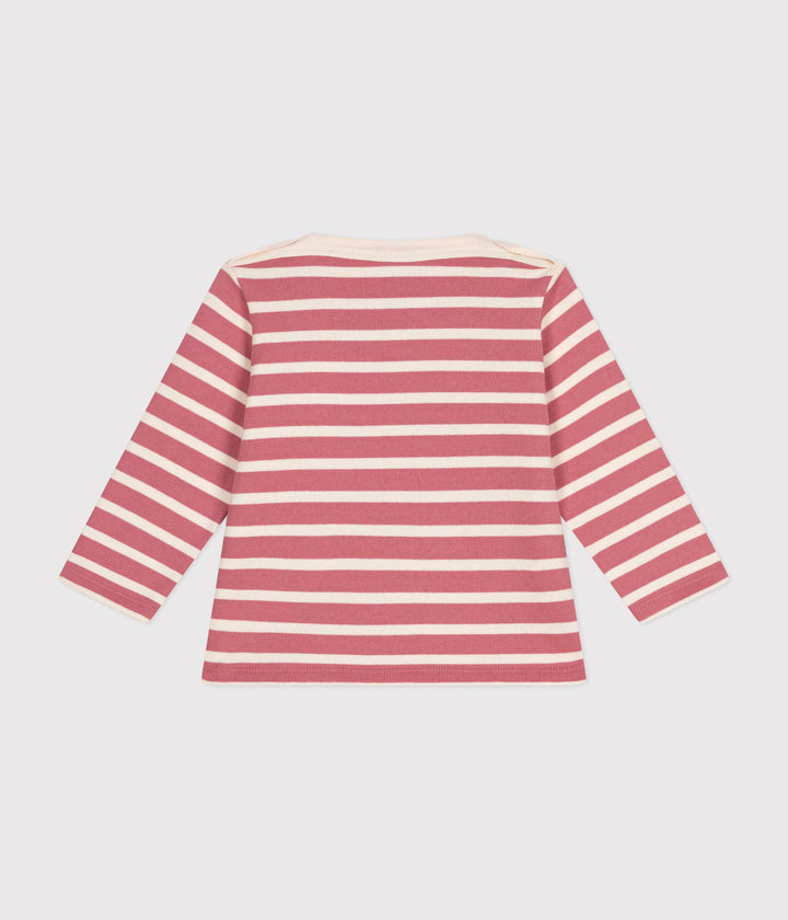 Marinière rosa a righe in cotone spesso neonato A0BM3 01 PETIT BATEAU 
