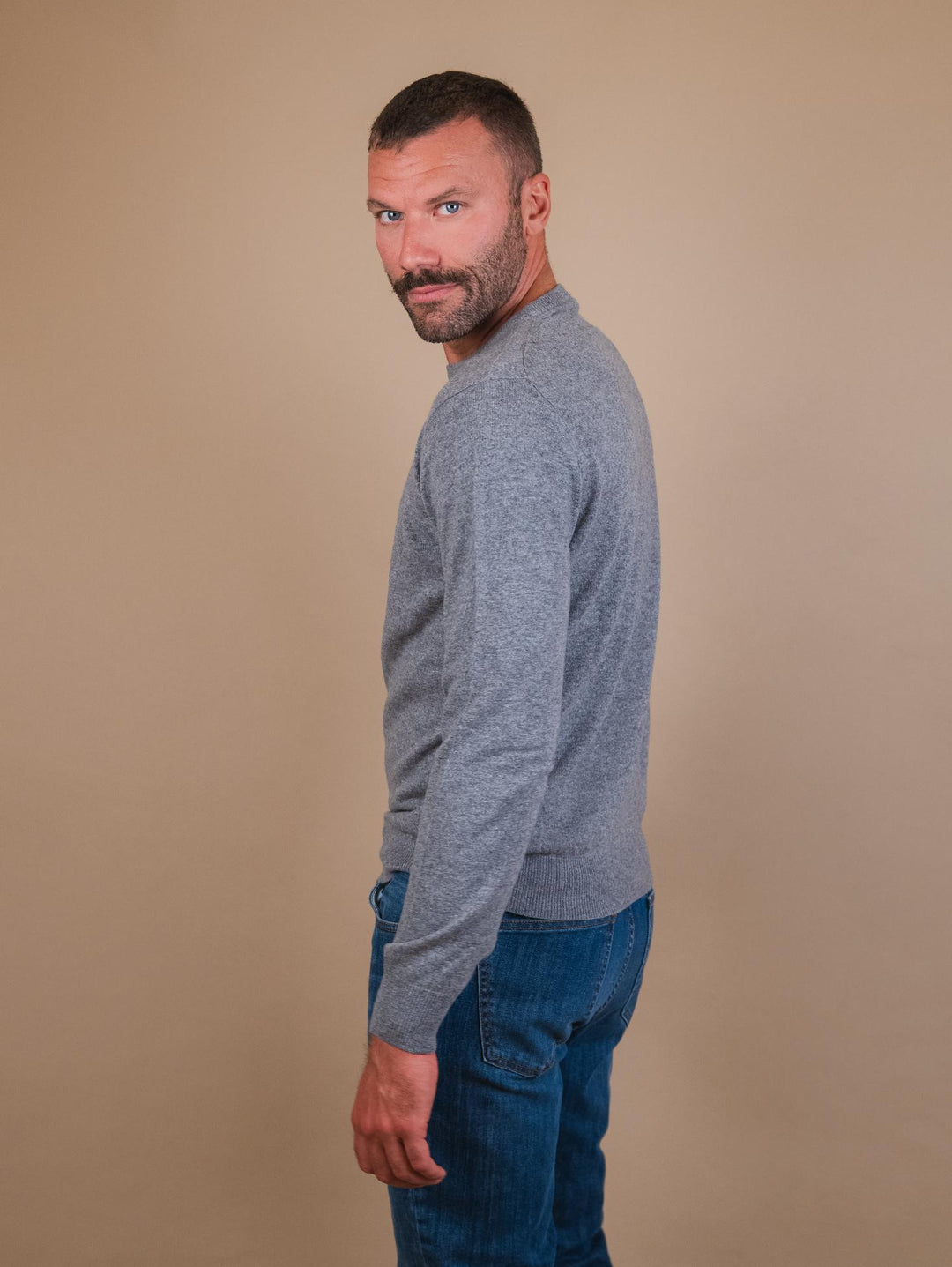 GIROCOLLO IN LANA MISTO CASHMERE GRIGIO 8150223 102 ANDREA MORANDO 