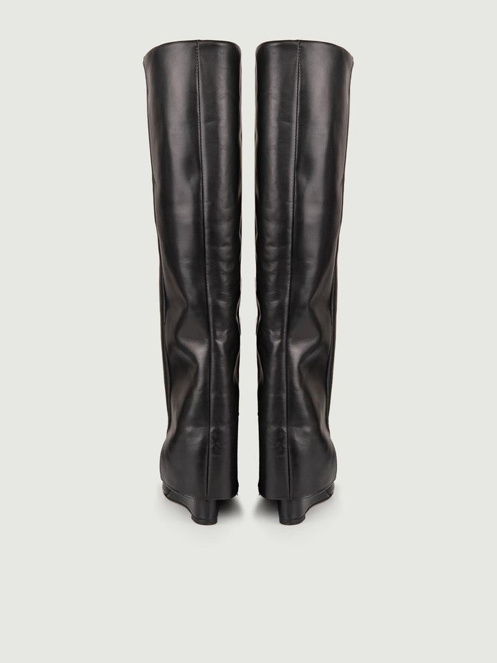 STIVALE IN PELLE NERA CON MAXI RISVOLTO 1454/16 NERO ANDREA MORANDO 