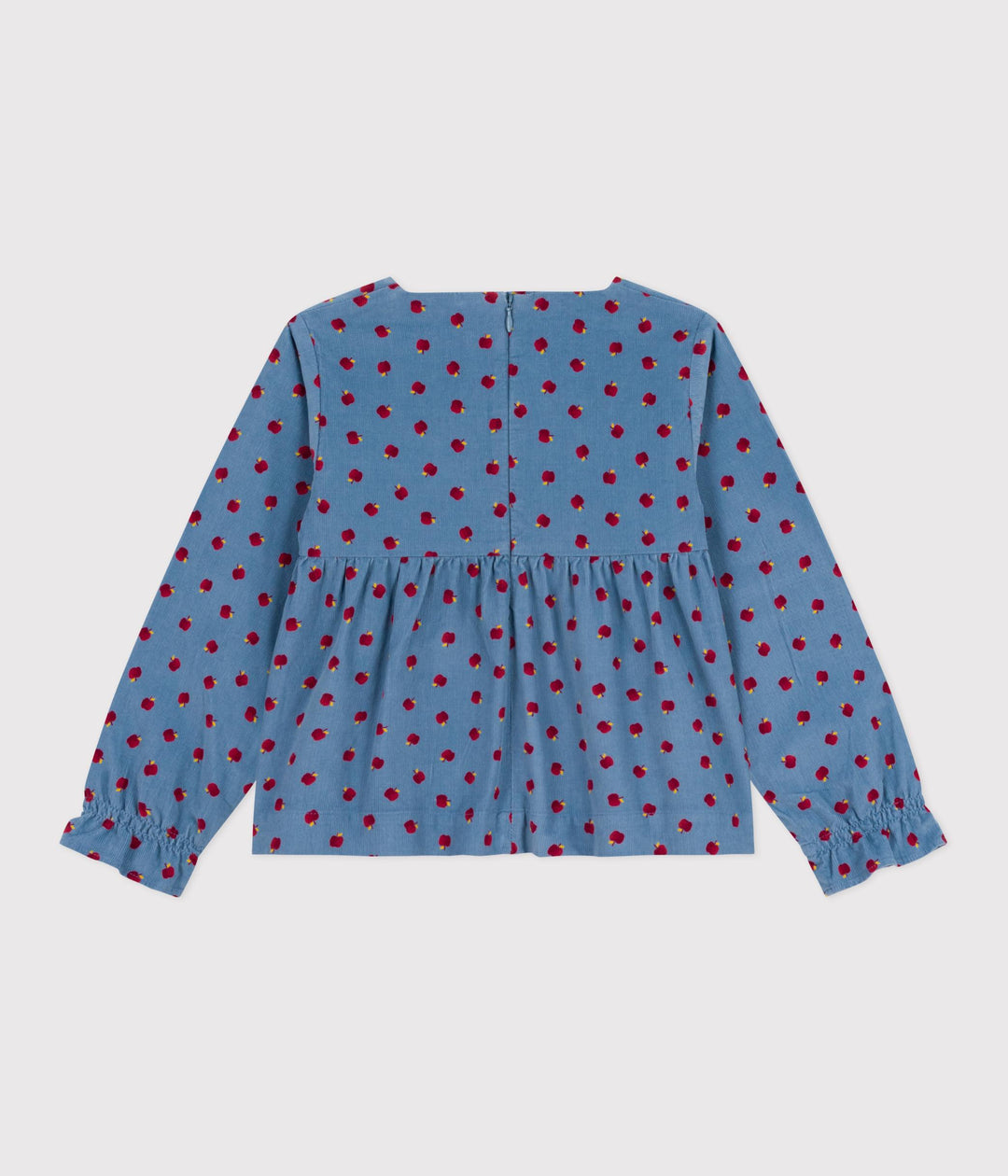 Blusa a maniche lunghe in velluto fantasia mele A0DXN 01 PETIT BATEAU 