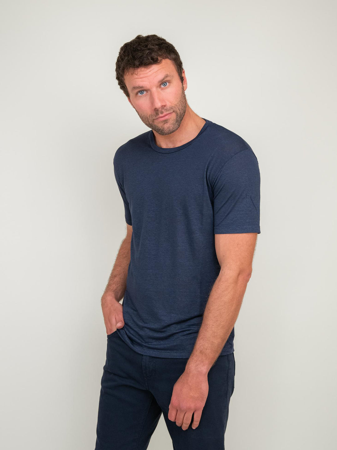 T-SHIRT GIROCOLLO IN COTONE BLU 0600 324 FIESOLI DANIELE 