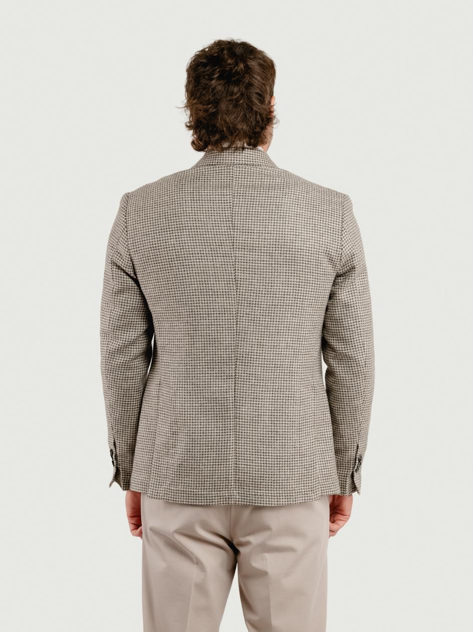 BLAZER MONOPETTO PIED DE POULE COLOR FANGO G012 613 ANDREA MORANDO 