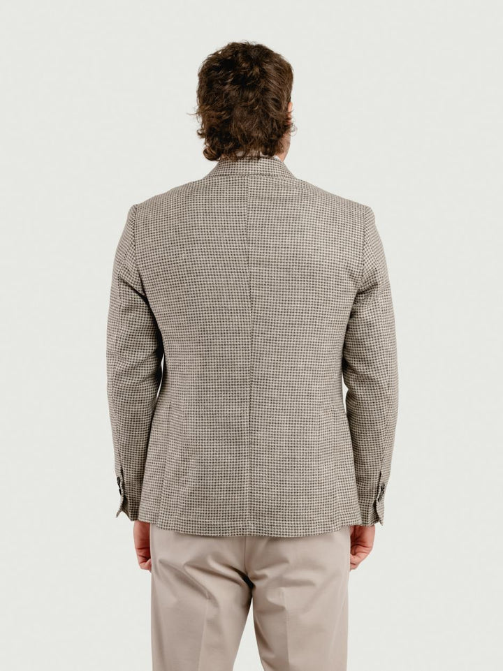 BLAZER MONOPETTO PIED DE POULE COLOR FANGO G012 613 ANDREA MORANDO 