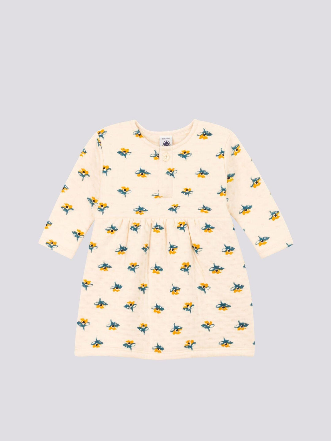 ABITO A MANICHE LUNGHE IN TUBIQUE TRAPUNTATO CON STAMPA A08C0 01 PETIT BATEAU 
