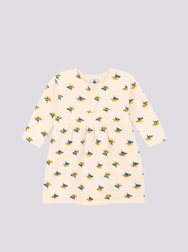ABITO A MANICHE LUNGHE IN TUBIQUE TRAPUNTATO CON STAMPA A08C0 01 PETIT BATEAU 