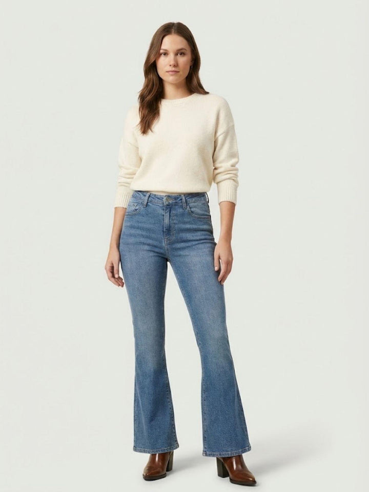 Jeans a zampa in denim lavaggio chiaro 9115 DENIM CHIARO ANDREA MORANDO 
