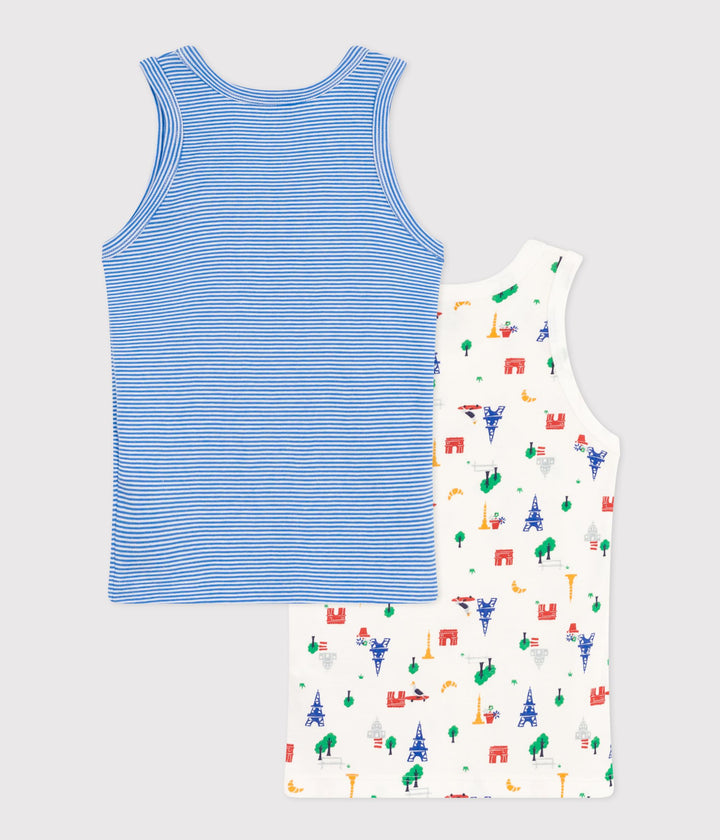 CONFEZIONE DA 2 CANOTTIERE BAMBINO IN COTONE PARIGI A0AB4 00 PETIT BATEAU 