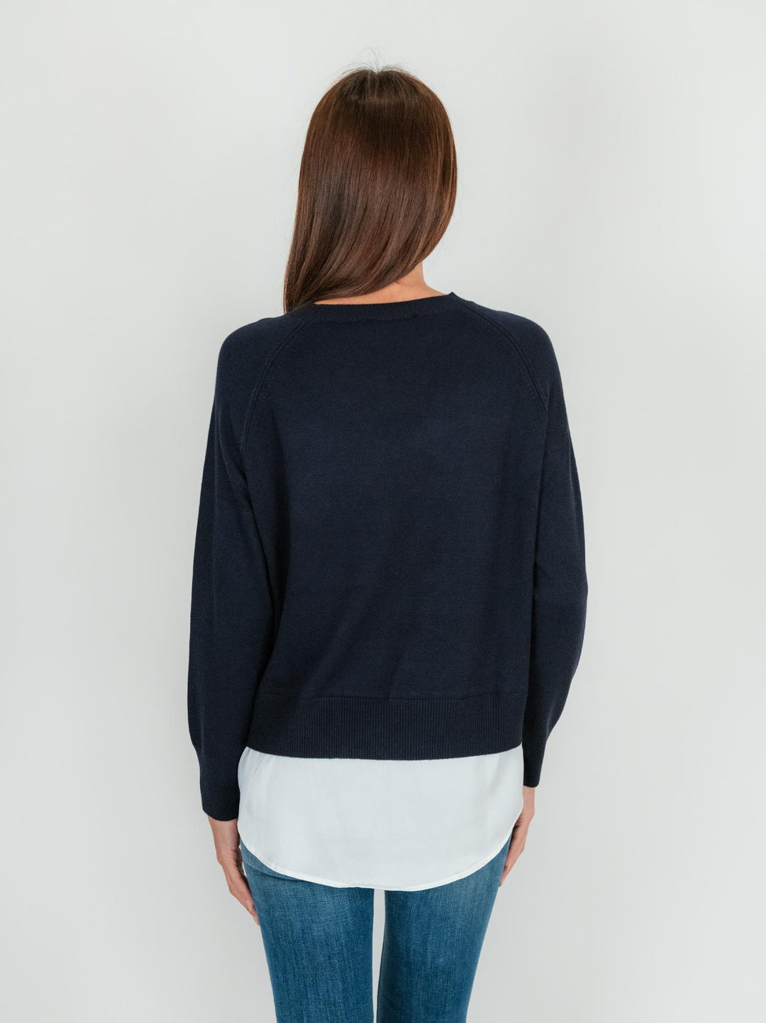 MAGLIA CAMICIA GIROCOLLO BLU E BIANCO 245101 304 ANDREA MORANDO 