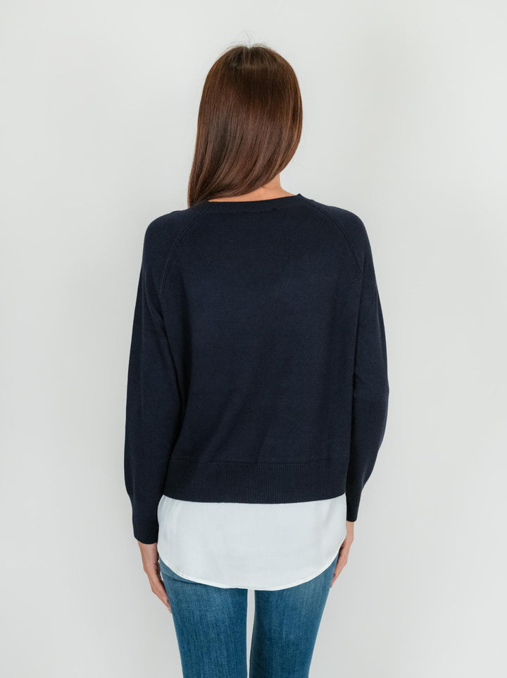 MAGLIA CAMICIA GIROCOLLO BLU E BIANCO 245101 304 ANDREA MORANDO 