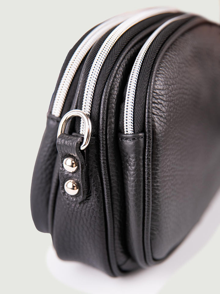 BORSA A TRACOLLA TRIS IN PELLE NERA TRIS NERO ANDREA MORANDO 