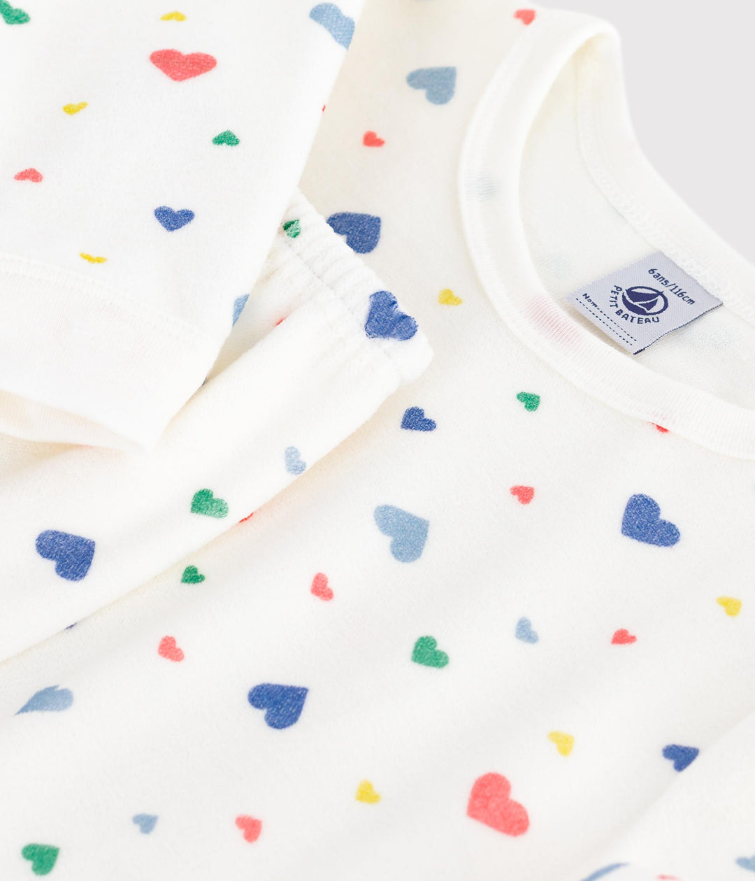 Pigiama in ciniglia con stampa a cuori bambina A0DRV 01 PETIT BATEAU 