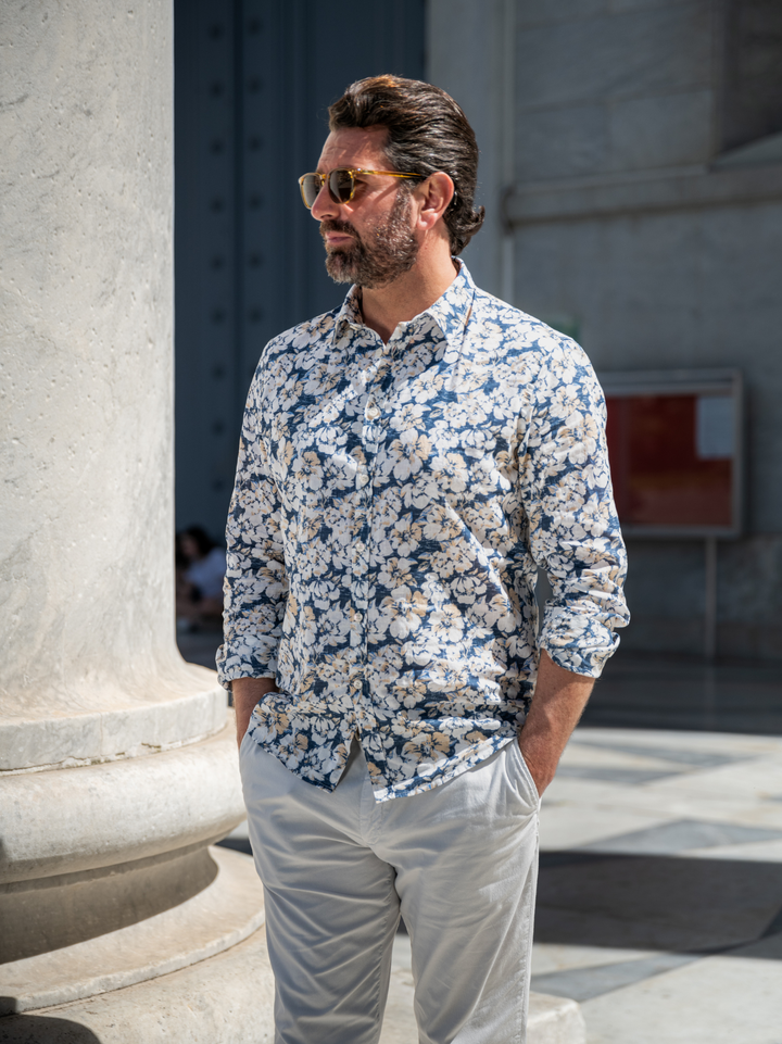CAMICIA FLOREALE MISTO LINO