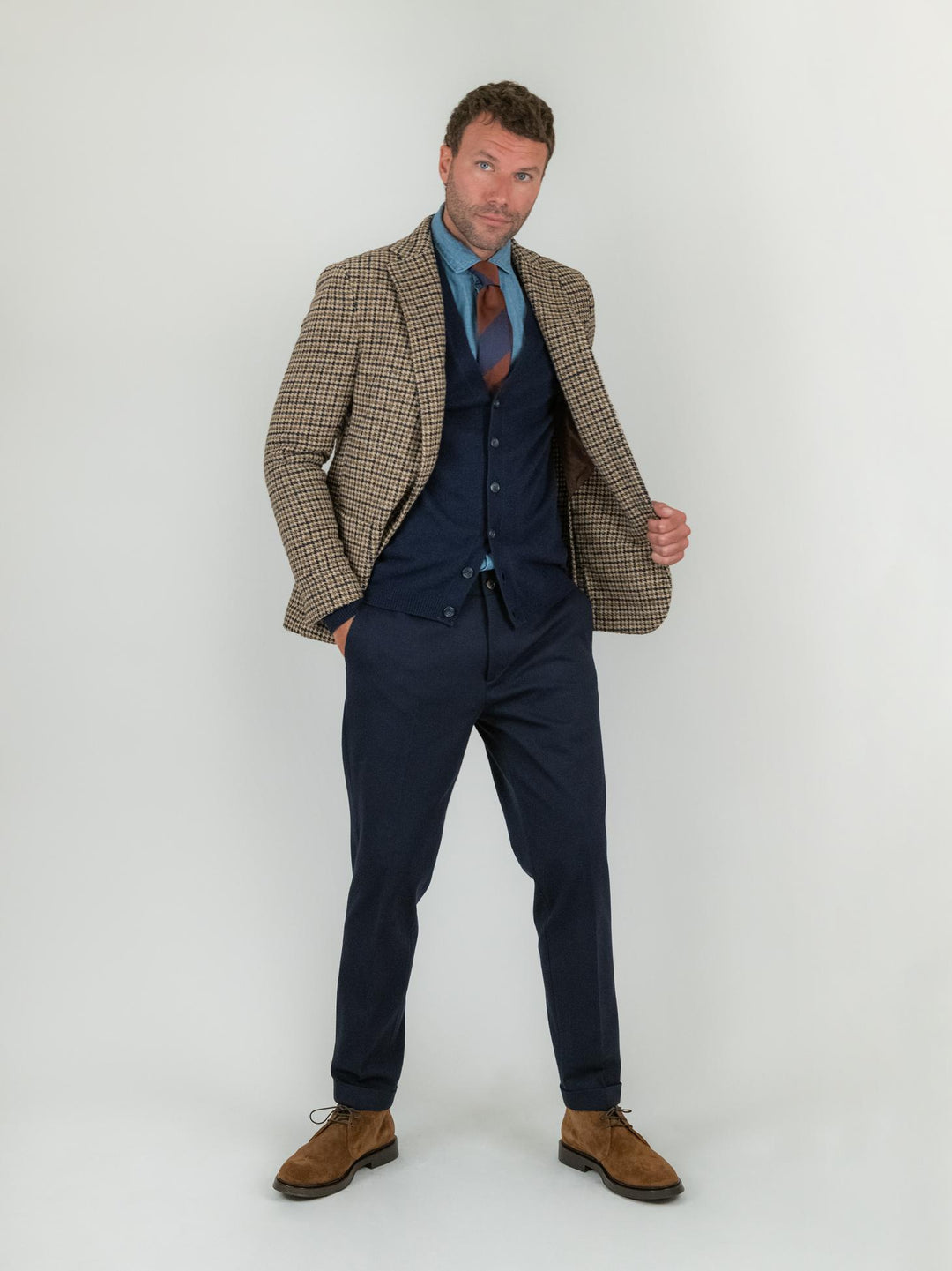 PANTALONE CLASSICO BLU IN JERSEY F2W4CT00P002 147 ANDREA MORANDO 