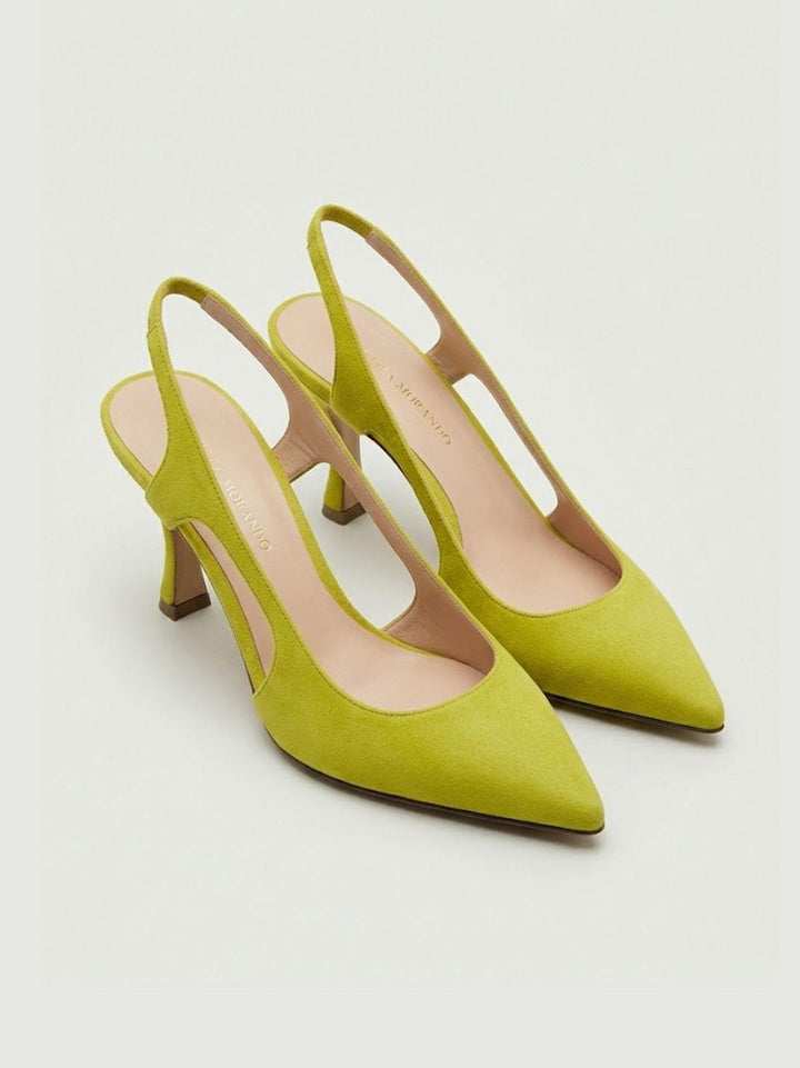 Décolleté slingback in pelle scamosciata lime S260 LIME ANDREA MORANDO 