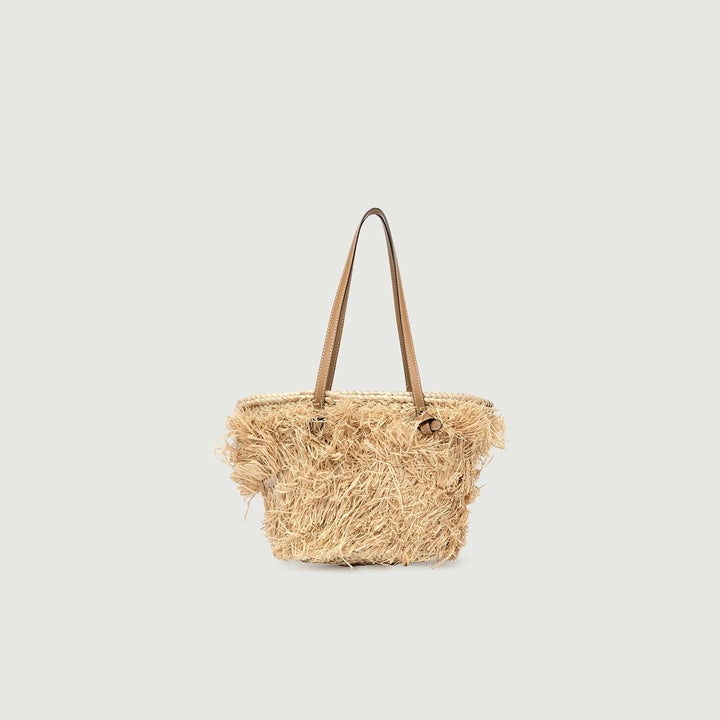 BORSA A SPALLA MIRTA IN PAGLIA CON DETTAGLI CUOIO BS 10760 BSK-PL 2554 GIANNI CHIARINI 