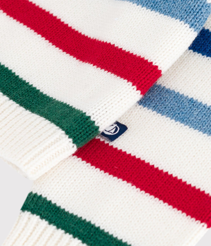 Maglione in misto lana e cotone a righe multicolor A0EAI 03 PETIT BATEAU 