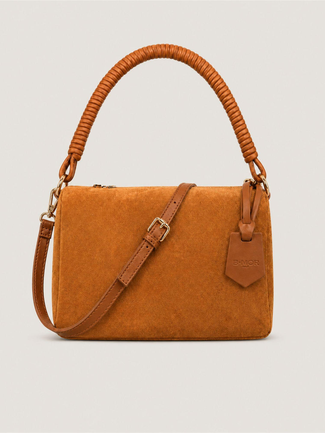Borsa a spalla Cube in pelle scamosciata cuoio CUBE CUOIO BIMOR 