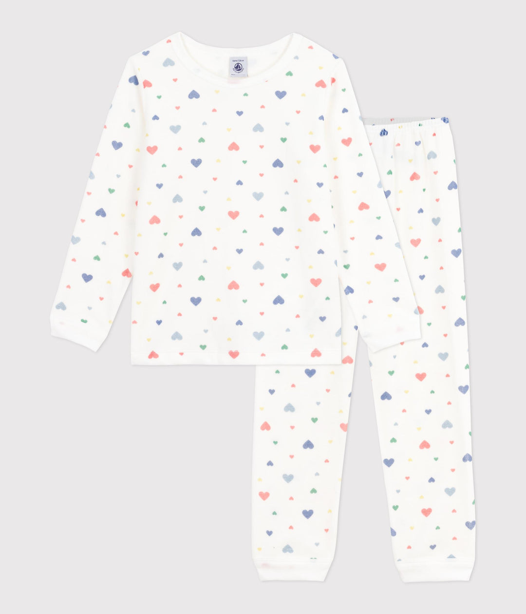 Pigiama in ciniglia con stampa a cuori bambina A0DRV 01 PETIT BATEAU 