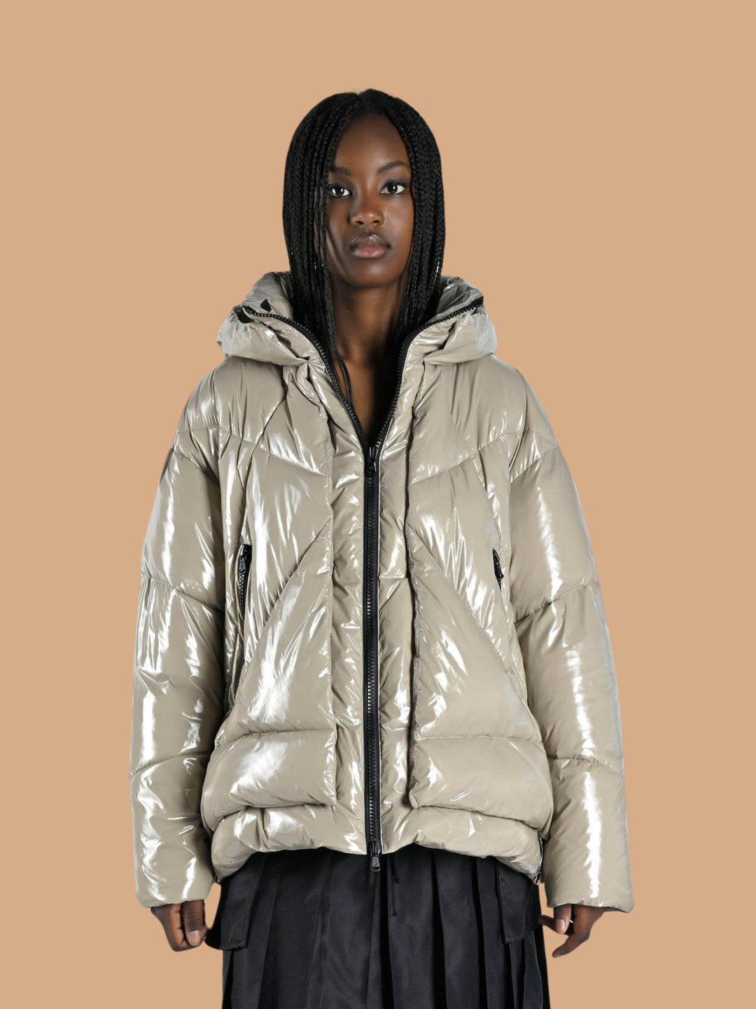 PIUMINO corto lucido beige Eugenie EUGENIE/SH GLOSSY GLGOAT CANADIAN 