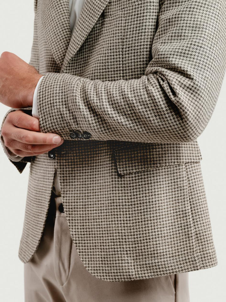 BLAZER MONOPETTO PIED DE POULE COLOR FANGO G012 613 ANDREA MORANDO 