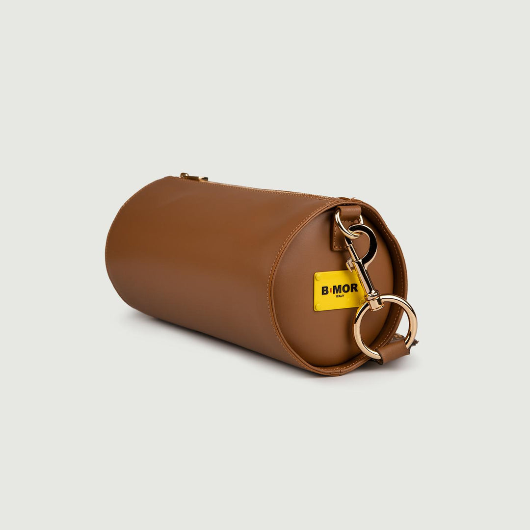 BORSA CILINDRO A TRACOLLA IN PELLE CUOIO "CIRCULAR" CIRCULAR CUOIO BIMOR 