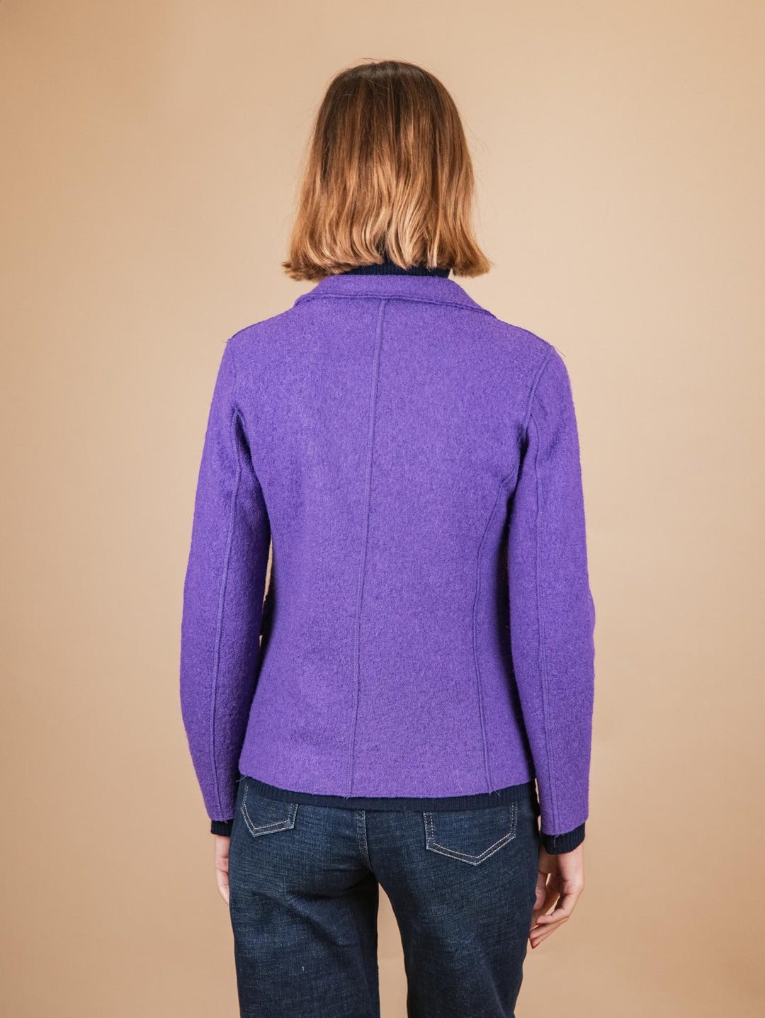 GIACCA SFODERATA IN LANA COTTA VIOLA 2371574 076 ANDREA MORANDO 