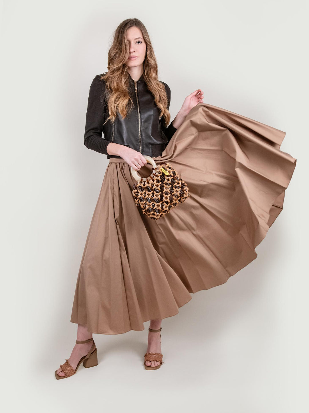 BORSA CON MANICI IN RESINA MULTICOLOR BEIGE "DOLL" DOLL BEIGE BIMOR 