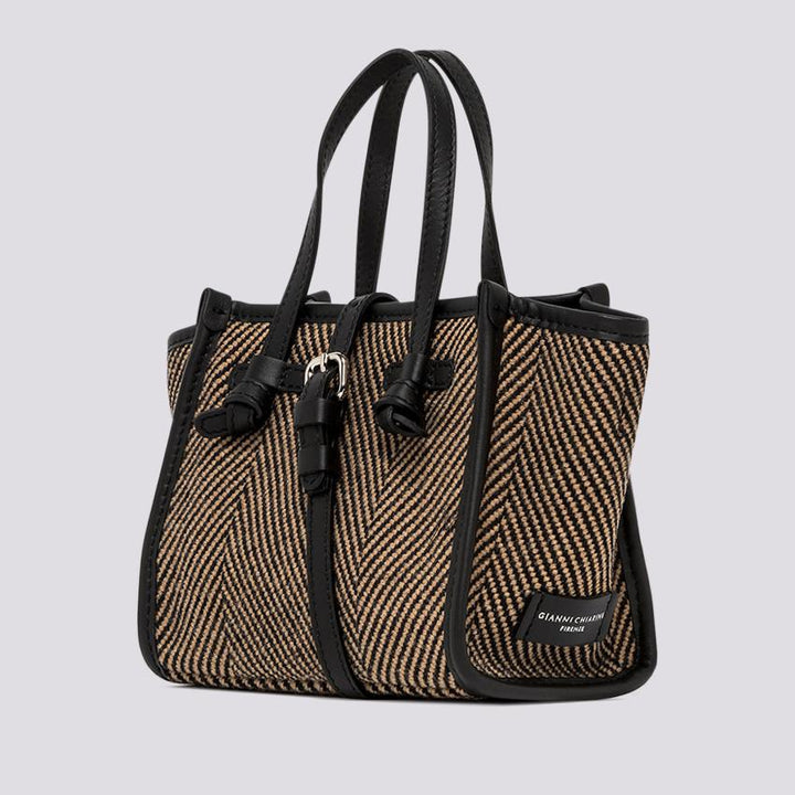 Borsa a mano Miss Marcella in tessuto spiga nero marrone BS 8065/23AI SPIGA 10313 GIANNI CHIARINI 