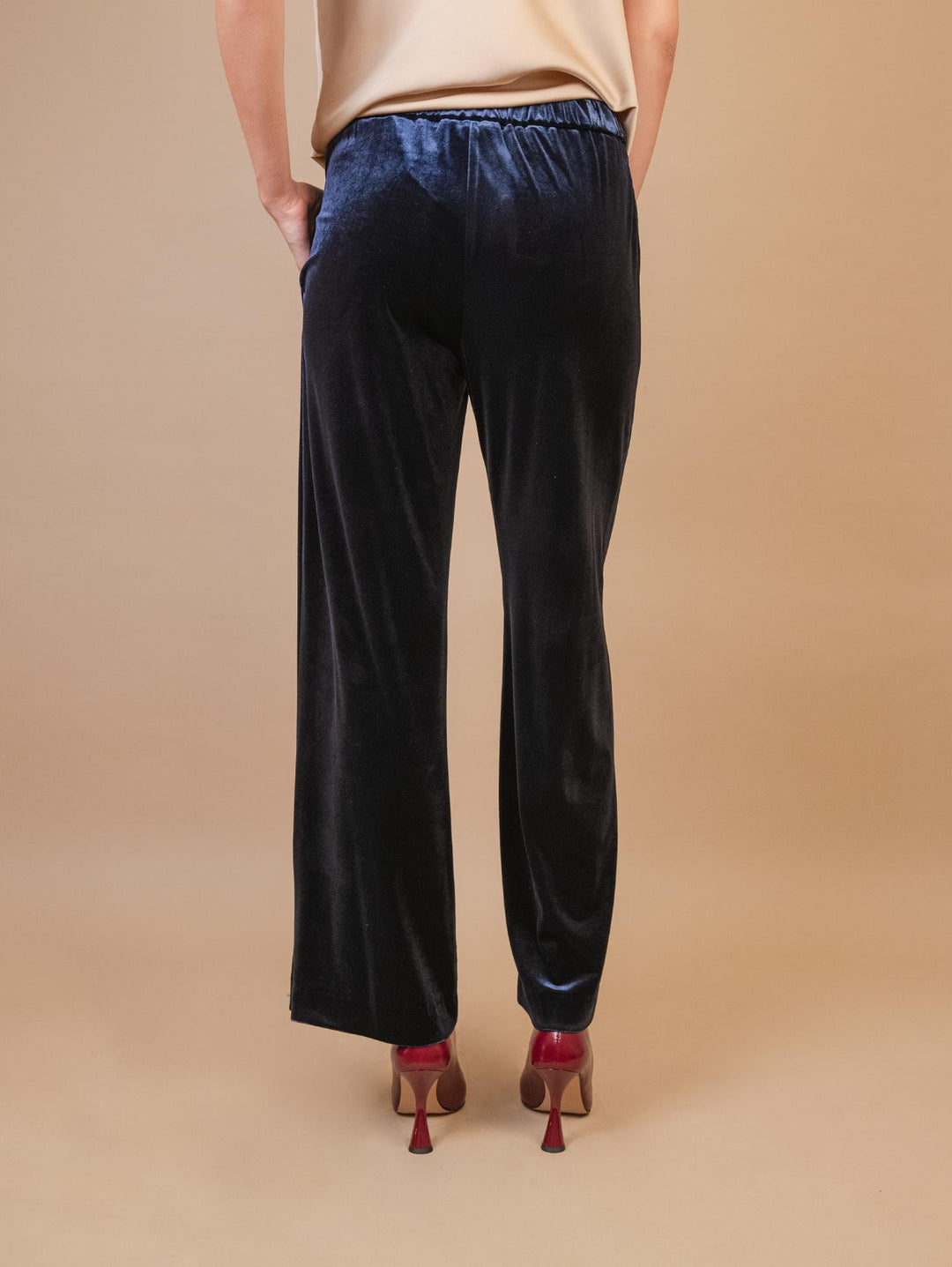 PANTALONE A PALAZZO IN VELLUTO BLU 2228/2894 111 ANDREA MORANDO 