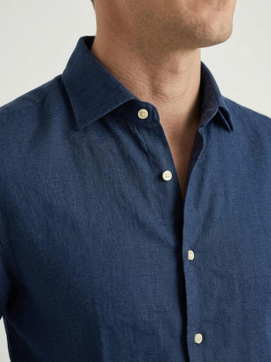 Camicia in mussola di cotone blu LEON 08 DEPERLU 
