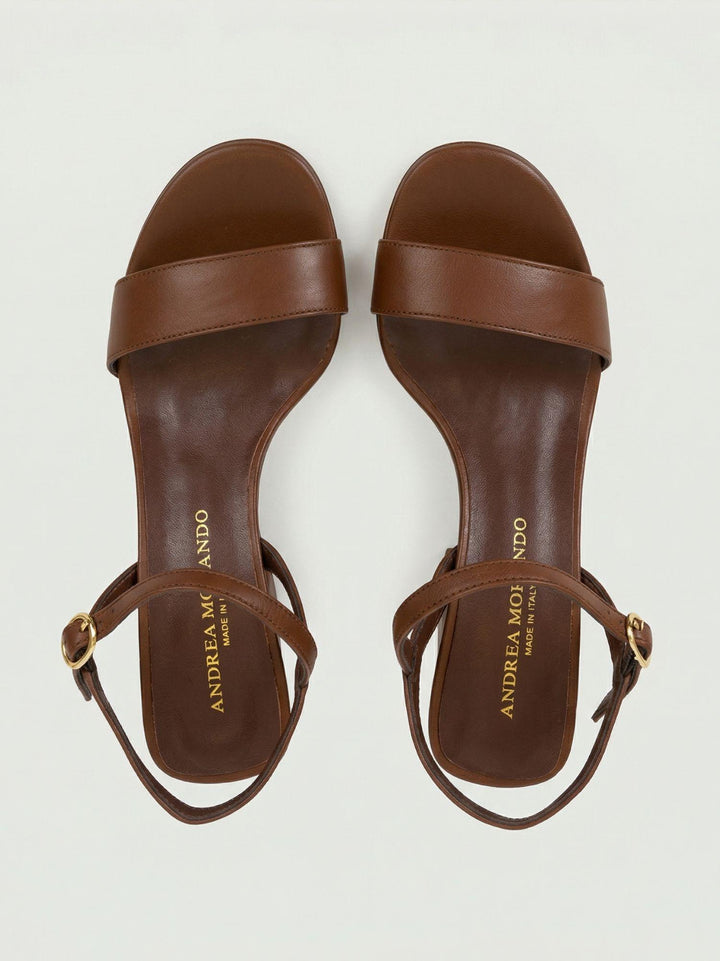 Sandalo con zeppa in pelle cioccolato 1549 CHOCO ANDREA MORANDO 