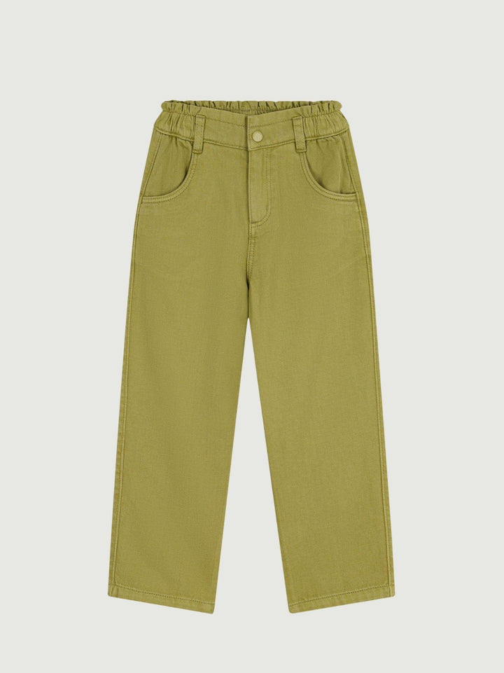 Pantaloni palazzo in cotone verdi A0F03 01 PETIT BATEAU 